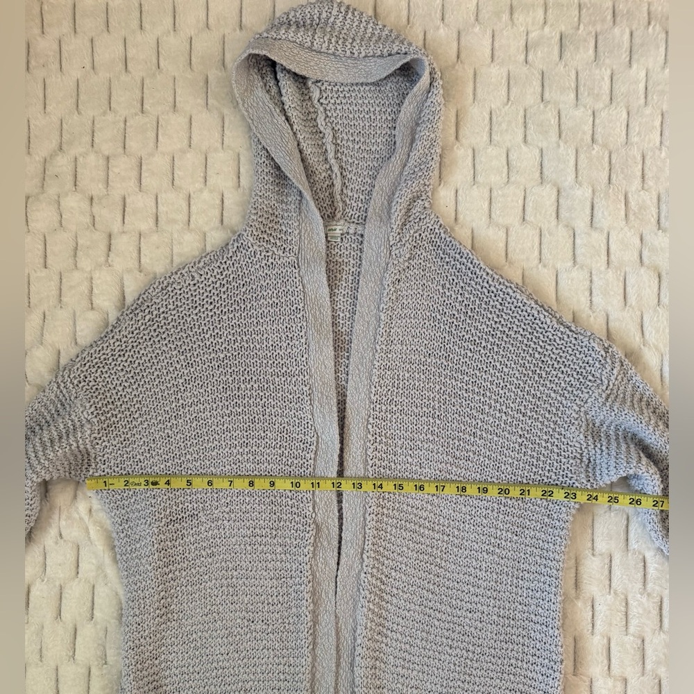 Aerie Women’s Light Gray Knit Hoodie Cardigan Sweater Size M Cotton Blend - Picture 5 of 8